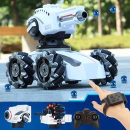 Electric/RC Car 3 Head Tank 4WD Stunt Remote Control Car RC Water Bomb Tank Toy Gesture Shooting Bullet Blow Bubble Toys Christmas Gift T240422