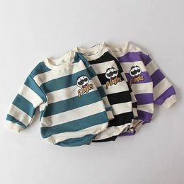 One-Pieces 2020 Baby Autumn Bodysuit Baby Boys Striped Long Sleeve Bodysuit Baby Girls Cute Cartoon Printed Jumpsuit Baby Clothing