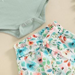 Clothing Sets Born Baby Girl Outfits Auntie Is My Ie Short Sleeve Romper Floral Pants Headband 3Pcs Coming Home Outfit