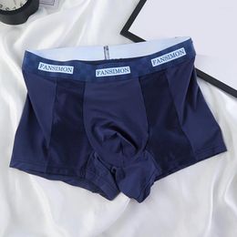 Underpants Sexy Men Trunks Ice Silk Underwear Summer Middle Waist Shorts Daily Bulge Pouch Panties Boxers Briefs Slip Homme
