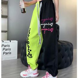Women's Pants Embroidered Letter Hoodie Loose Patchwork Colour Casual