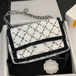 Sequins Bag Designer Women Flap Bag Designer Crossbody Bag 10A Mirror Of The Original Sequins Evening Bag Chain Bag With Box C406