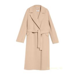 Women's Coat Cashmere Coat Luxury Coat Maxmaras Womens Camel Pure Wool Handsewn Fabric Double Breasted Coat