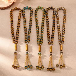 Clothing Islamic Rosary Bead Bangle Arabic Fashion Jewellery Prayer Beads 10mm 33beads Tasbih Metal Tassel Misbaha Muslim Gift Accessories
