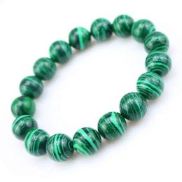 Strands 612mm Beads Fashion Malachite Beaded Bracelets Bangle Handmade Jewelry for Women Men