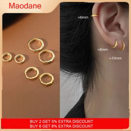 Earrings Stainless Steel 1 Pair Minimalist Huggie Hoop Earrings For Women Gold Color Tiny Round Circle 6/8/10mm Punk Unisex Rock Earring