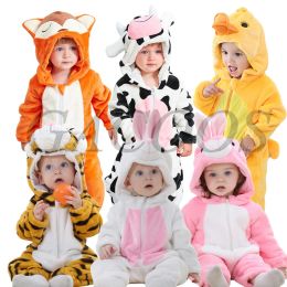 One-Pieces Newborn Baby Rompers Kigurumi Boy Girls Pyjamas Animal Cartoon Romper Hooded Pyjama Lion Monkey Costumes Toddler Cosplay Clothes