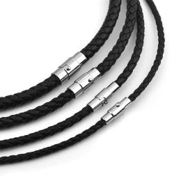 Necklaces Menmade Leather Necklace Choker Black Brown Braided Rope Chain for Men Women Simple Jewelry Gifts collier homme Magnetic