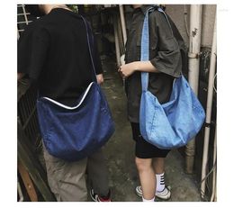 Shopping Bags Denim Tote Bag For Women Causal Blue Jeans Shoulder Men Sport Crossbody Vintage Canvas Zipper Shopper Handbag