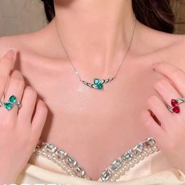 AYJEWELRY Women Open Ring With Two Triangle Emerald Green Stone Black Enamel Luxury Earrings Cuff Bracelets Necklaces Jewellery 240419