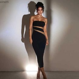 Urban Sexy Dresses Women Fashion Strapless Bodycon Party Club Streetwear Black Midi Dress 2023 Summer Clothes Wholesale ltems For Business YJ22594PL2404
