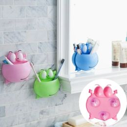 Heads Frogs Cute Cartoon Home Bathroom Toothbrush Holder Wall Mount Suction Cup Toothpaste Storage Rack Toothbrush Rack Children &e