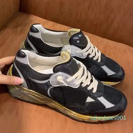 2024 men and women Retro dirty old sequin gold shoes casual little white shoes for women