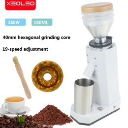 Grinders XEOLEO Coffee grinder 40mm Titaninum Conical burr grinder blow hopper 150W Coffee bean grind machine Coffee miller 20 steps