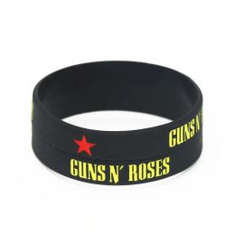 Bracelets 1PC New GUNS'N ROSES Silicone Wristbands Rock Music Bands G N' R Silicone Bracelets&Bangles Music Fans Lovers Gifts SH192