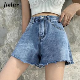 Women's Jeans High Waist Denim Shorts Summer Woman Blue Pocket Loose Solid Colour Trousers Slim Chic Short Femme