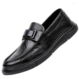 Dress Shoes Leather Men Formal Men's Loafers Moccasins Breathable Slip On Black Driving Plus Size 38-44