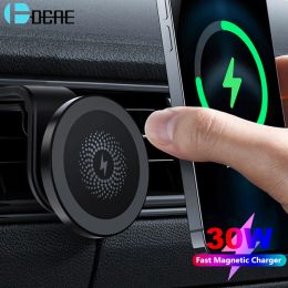 Chargers DCAE 30W Magnetic Wireless Car Charger Mount Stand For iPhone 14 13 12 Pro Max Mini Type C Fast Charging Air Vent Phone Holder