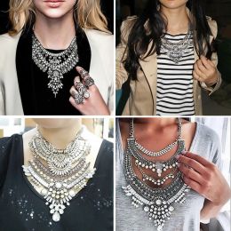 Necklaces Indian Ethnic Statement Large Collar Necklace Jewellery Women Bohemian Vintage Silvery Coin Maxi Big Necklace Pendant Jewellery