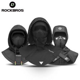 Masks ROCKBROS Winter Cycling Face Mask Women Men Hood Balaclava Warm Windproof Ski Mask Fleece Double Layer Motorcycle Scooter Mask