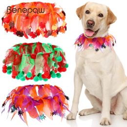 Collars Benepaw Halloween Cat Dog Collar Spider Turkey Decorative Pet Ruffle Collar For Holiday Thanksgiving Christmas Party Decorations