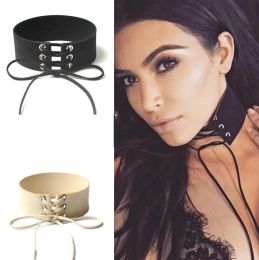 Necklaces XIYANIKE New Wide Black Velvet Choker Necklace Belt Chokers Necklaces Tied Pink Chocker collares collier ras du cou N672