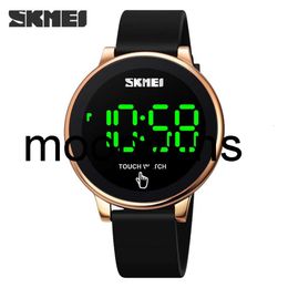 skmei watch Wristwatches SKMEI LED Touch Watch Men Curved Mirro Design Wristwatch Mens Waterproof PU Strap Hour Fashion Digital Reloj Hombre Montre high quality