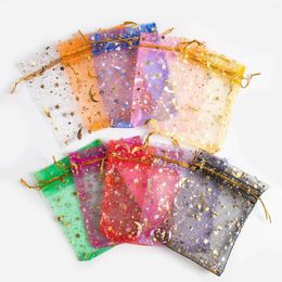 Gift Wrap 50pcs Star Moon Design Drawstring Organza Sack Bags Eid Mubarak Wedding Candy Packing Bag Jewellery Pouch