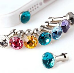 Cell Phone Anti-Dust Gadgets 5pcs Bling Diamond Dust Plug Universal 3.5mm Cell Phone Earphone Plug For IPhone 6 5s Samsung HTC Headphone Jack Stopper Y240423