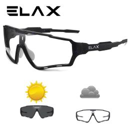 Sunglasses ELAX Brand New Photochromic Cycling Glasses Men Women Mtb Bicycle Eyewear New Bike Sun Goggles Sports Sunglasses