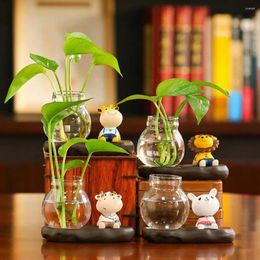 Vases Living Room Decoration Desktop Small Animal Glass Vase Plant Flower Pot Hydroponic Arrangement