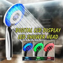 Purifiers LED Shower Head Digital Temperature Control Shower Sprayer 3 Spraying Mode Water Saving Shower Filter Bathroom Accessories