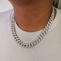 Bust Down 925 Sterling Silver Cuban Necklace 12mm 2 Rows Hiphop Moissanite Iced Out Cuban Link Chains