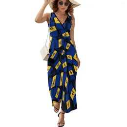 Casual Dresses Flag Of Barbados Dress Modern Maxi Boho Beach Long High Waist Design Oversize Vestidos