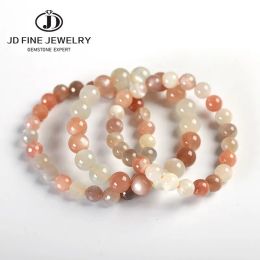 Strands JD Natural Colourful Moonstone Beads Bracelets Women Elegant Labradorite Stone Round Stone Wrist Jewellery Female Charm Gifts