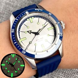 Watches Diver 40mm Tandorio NH35A PT5000 Mechanical Automatic Watch Men 200M Water Resistant Blue White Domed Sapphire Glass Screw Crown