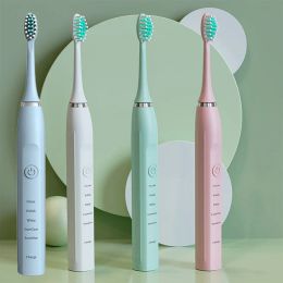 Heads Sonic Electric Toothbrush for Adult Timer Brush USB Rechargeable IPX7 Waterproof Toothbrush 5 Mode Replaceable Tooth Brush Head