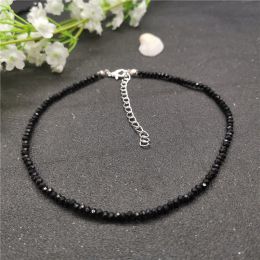 Necklaces 30cm 40cm Black Glass Beads Crystal Choker Necklace For Women Bohemian 3mm Beaded Necklace 2019 Fashion Female Party Jewellery