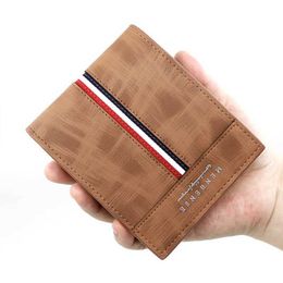 Money Clips Classic Luxury Men Wallets New Short Coin Pocket Card Holder Slim Male Purse PU Leather Photo Holder Simple Mens Wallet Y240422