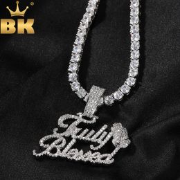 Necklaces THE BLING KING Truly Blessed With Pray Hands Micro Paved 5A Out Cubic Zirconia Necklace Hiphop Jewellery Gift For Girl Women