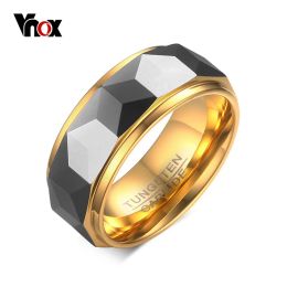 Bands VNOX 100% Tungsten Men Ring Wedding Male Jewellery Gold Colour 8mm Width Dropshipping