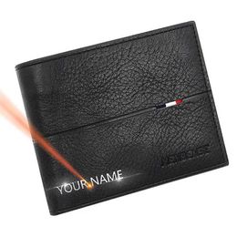 Money Clips Free Name Engraving Men Wallets New Short Zipper Card Holder Quality Male Purse Simple Slim Coin Pocket PU Leather Mens Wallet Y240422