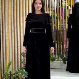 Casual Dresses Women Black Maxi Dress Spring Long Sleeve Ruffled Muslim Abayas Slim-fit Temperament Islamic Clothing Dubai Kaftan Turkey