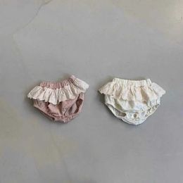 Shorts 2024 Summer New Baby Girl Lace Solid Newborn Toddler Cotton Infant Short Pants Cute Clothes 0-24M H240423