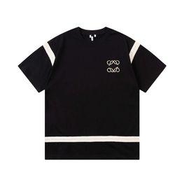 Hochversion Luxus Fashion Luo Family Classic Sticked Ribbon Spleiß lose kurzärmeliges T -Shirt für Männer und Frauen