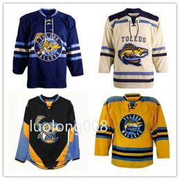 T-Shirts Custom 2020 men Toledo Walleye Hockey Jersey Embroidery Stitched Customise any number and name Hockey shirt