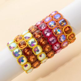 Bangle 2024 New Design Winter Crystal Beads Bracelets Colourful Beads Elastic Bracelets For Women Handmade Bohemian Shiny Jewellery