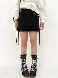 Skirts Street Lace Bowtie Ribbon Mini Skirt Cute Spicy Girl Korean Spring Summer Base Y2k Faldas De Mujer Fashion Bottoms