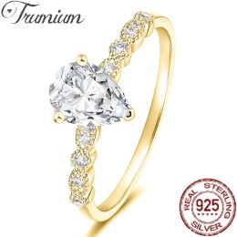 Rings Trumium New Style 925 Sterling Silver Teardrop Engagement Rings for Women Sparkling Zircon Wedding Bands Fine Jewelry Gift