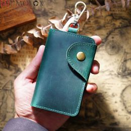 Wallets Original Leather Key Wallet for Men Vintage Versatile Men Car Key Holder Coin Purse Card Case Bag Home Key Organiser Housekeeper